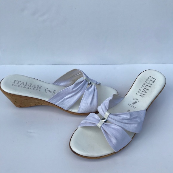 Italian Shoemakers Shoes - Italian Shoemakers white bow tie baby wedges